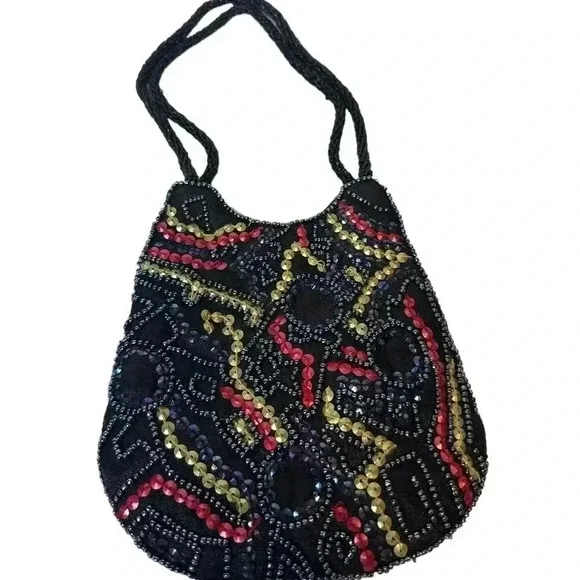Beaded Linea Pelle evening Bag with beaded handle - Picture 2 of 9